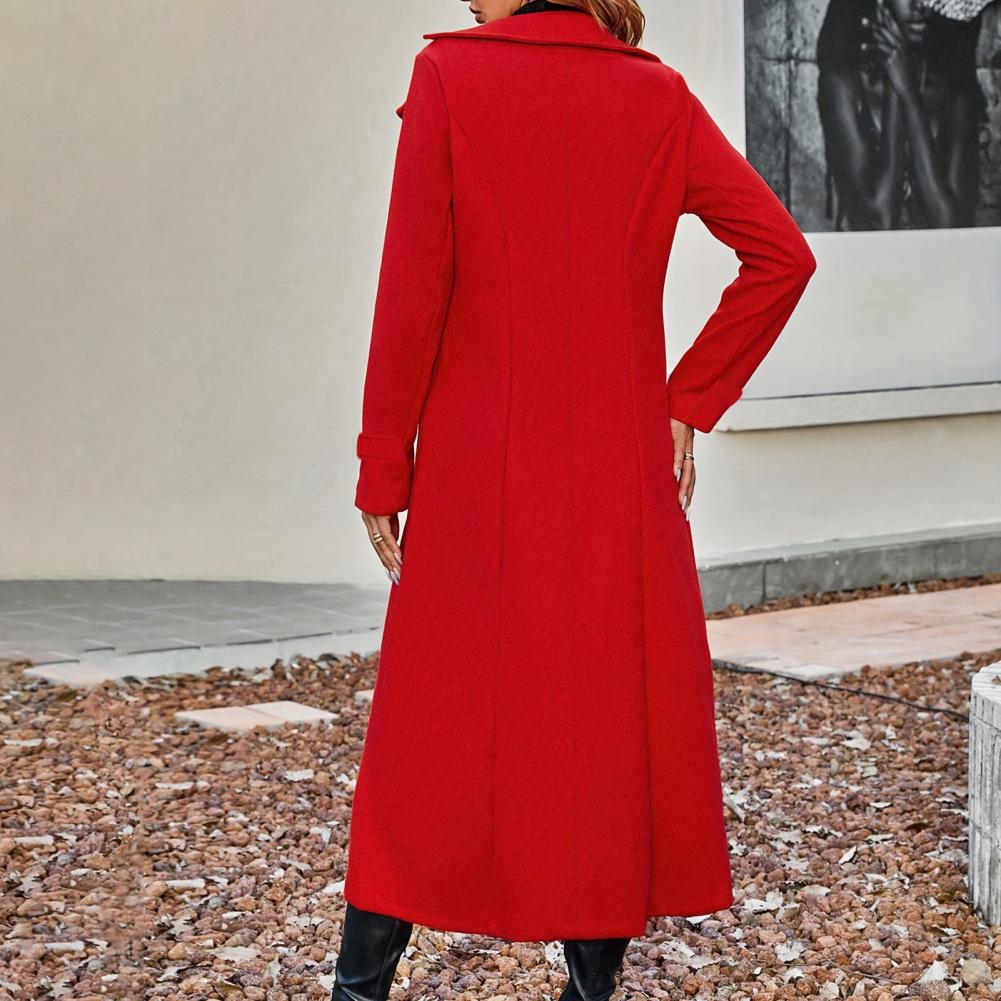 Women's Long Wool Coat Double- - Wool Coat Peacoat avaliação e preço