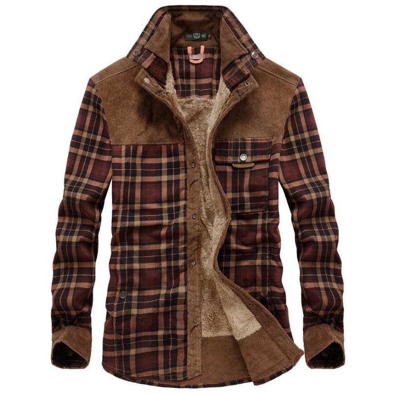 Men's Jackets Winter Windproof - Flannel Shirt Lined avaliação e preço