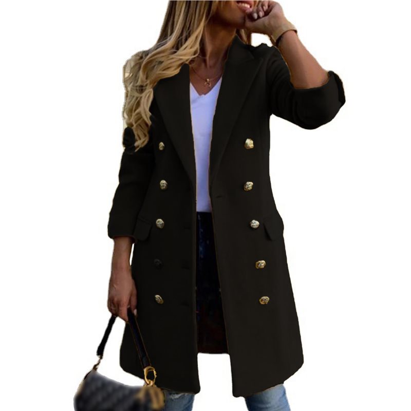 A24F-Women Fall Winter Wool Co - Wool Coat Peacoat avaliação e preço