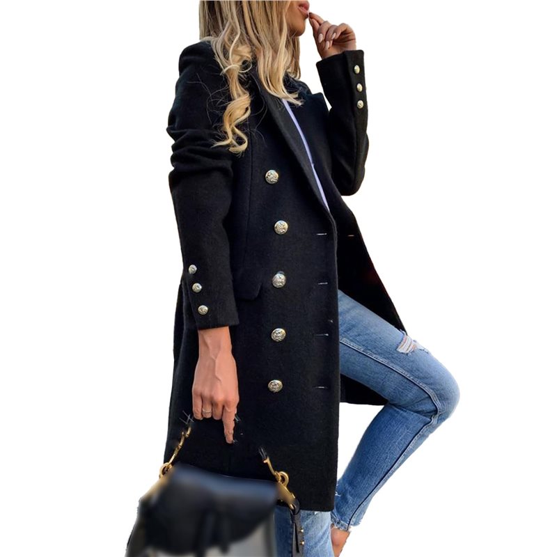 A24F-Women Fall Winter Wool Co - Wool Coat Peacoat avaliação e preço