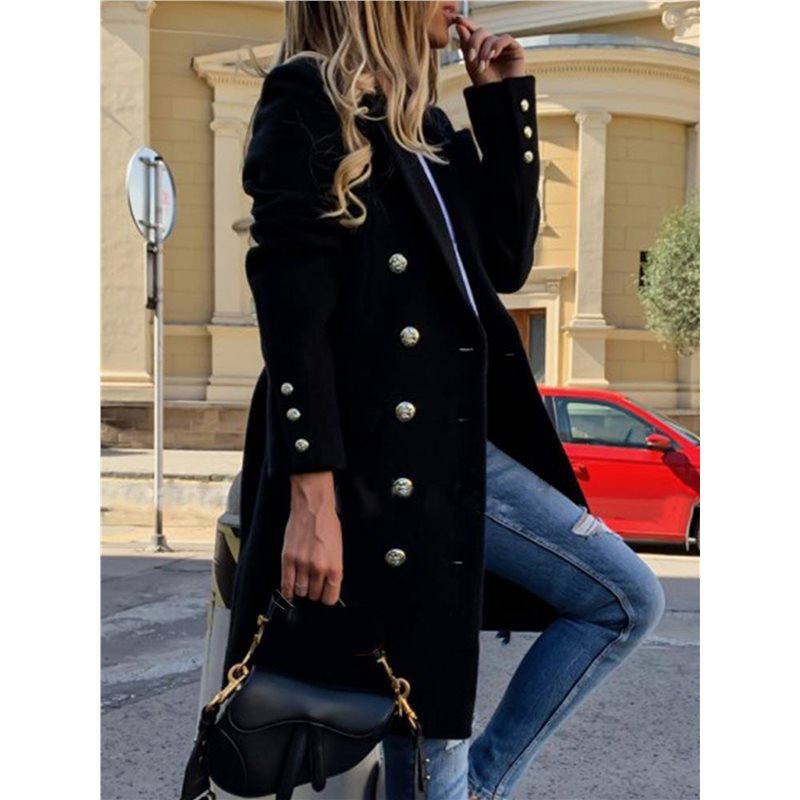 A24F-Women Fall Winter Wool Co - Wool Coat Peacoat avaliação e preço