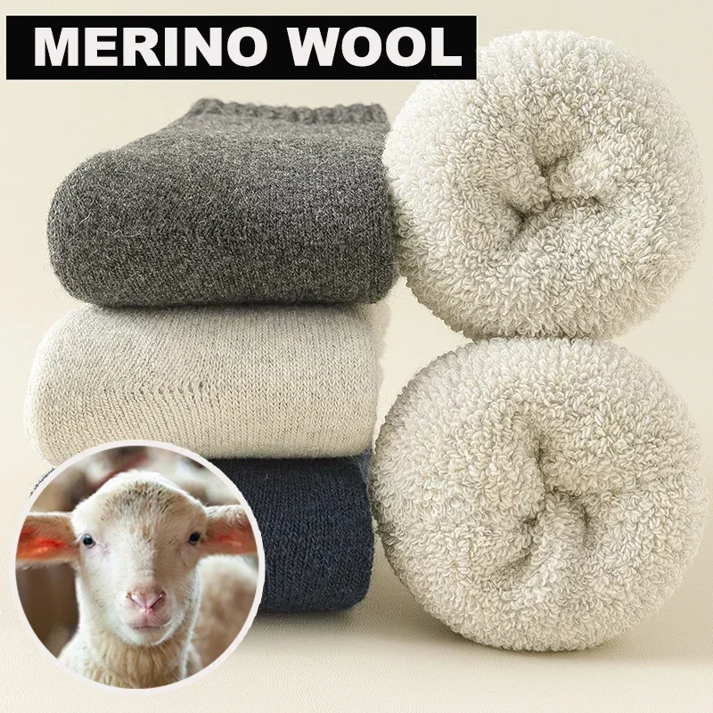 HOT  2026 3 Pairs Men Women Wo - Thermal Sock Wool avaliação e preço