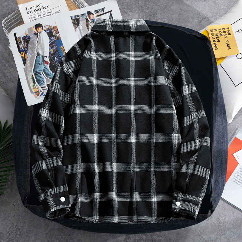 2025 Plaid shirt men's long-sl - Flannel Shirt Lined avaliação e preço