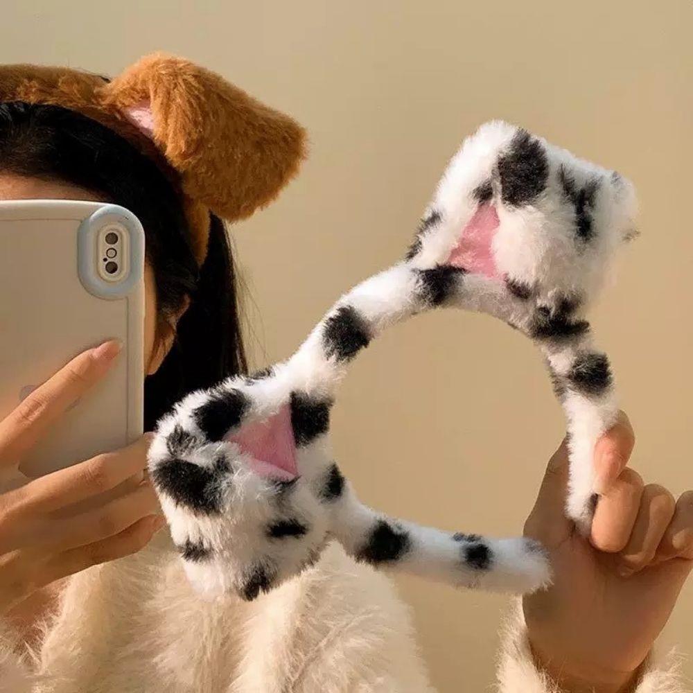 Spotted Dogs Folded Ear Hairba - Winter Headband Fleece avaliação e preço