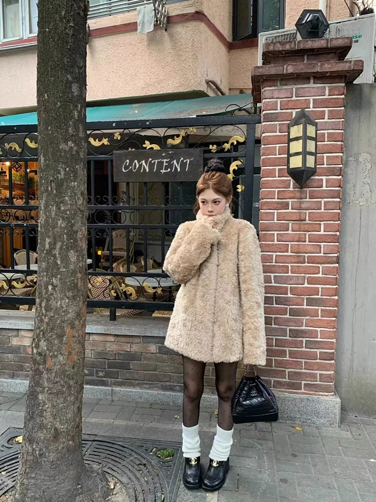 Lamb Wool Jacket Coat Woman Wa - Wool Coat Peacoat avaliação e preço