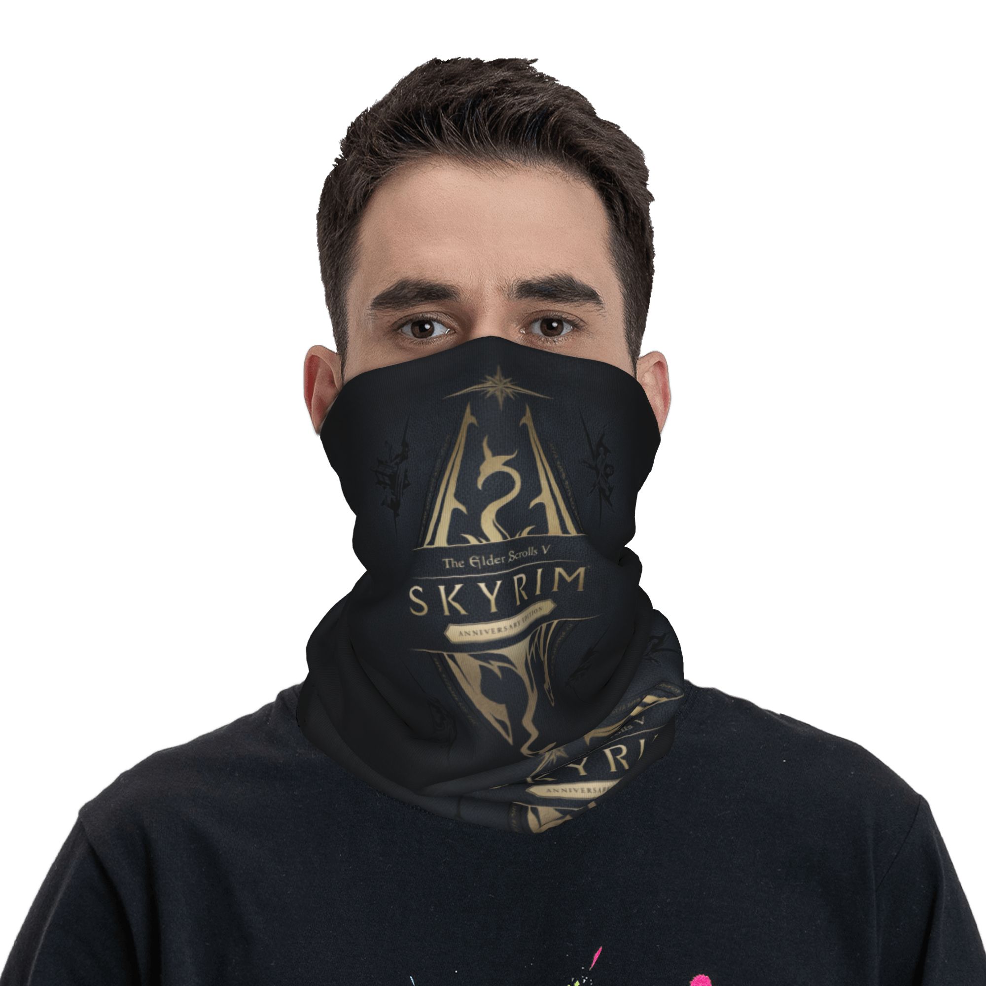 Custom Skyrim Logo Bandana Win - Neck Gaiter Fleece avaliação e preço