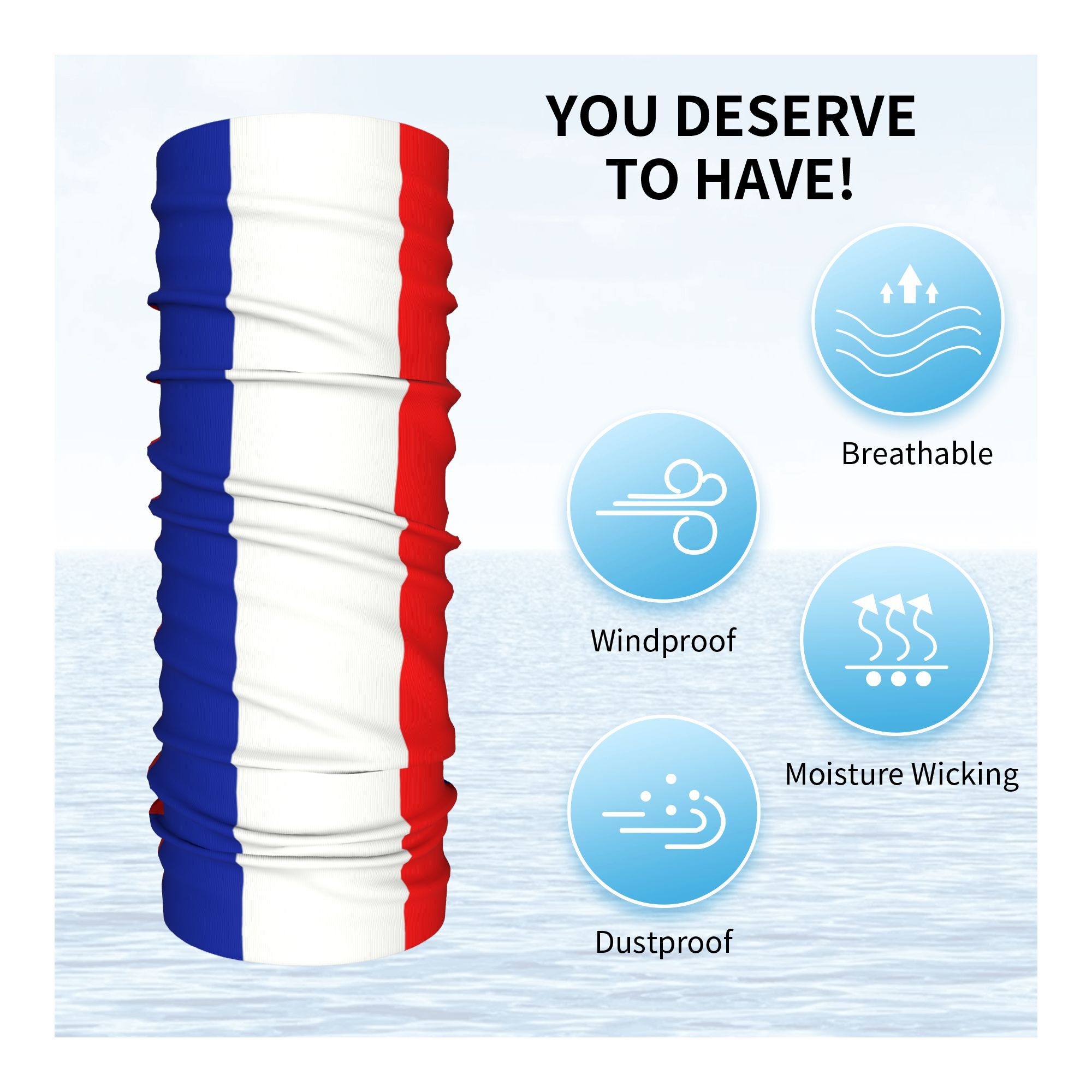 Custom French Flag France Band - Neck Gaiter Fleece avaliação e preço