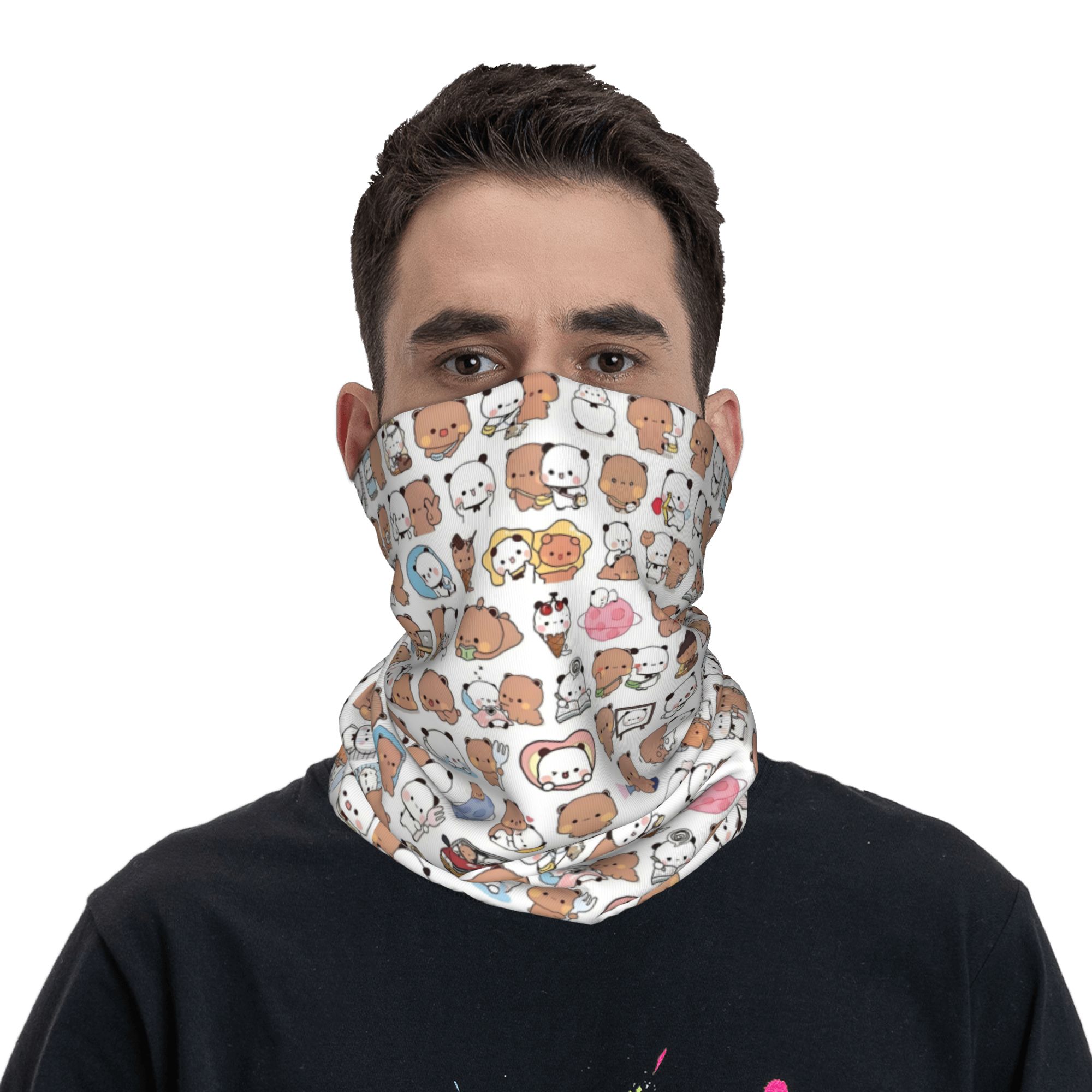 Custom Bear Cartoon Peach And  - Neck Gaiter Fleece avaliação e preço