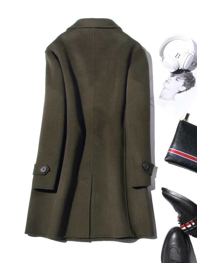 AYUNSUE 100% Wool Coat Men Aut - Wool Coat Peacoat avaliação e preço