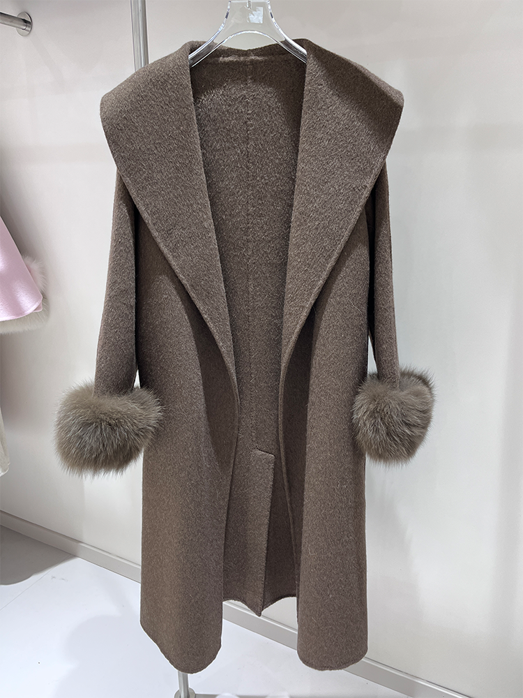 2025 New Wool Coat With Real F - Wool Coat Peacoat avaliação e preço