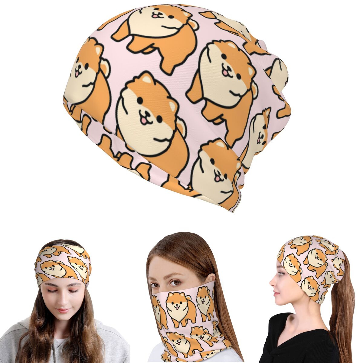 Pomeranian Bandana Neck Gaiter - Knit Beanie Hat Warm avaliação e preço