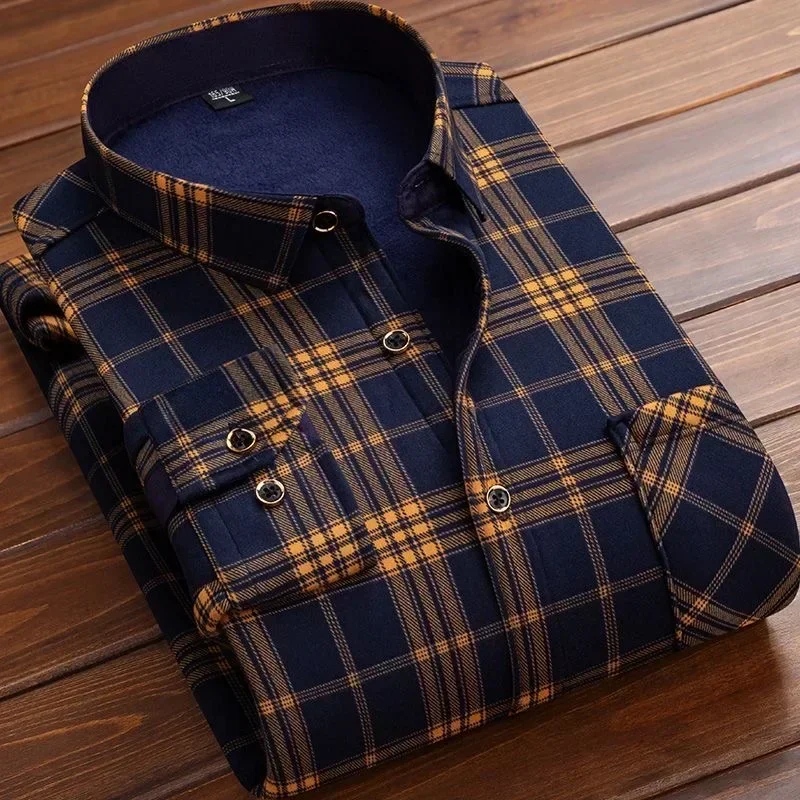 2025 Men's Winter Warm Long Sl - Flannel Shirt Lined avaliação e preço