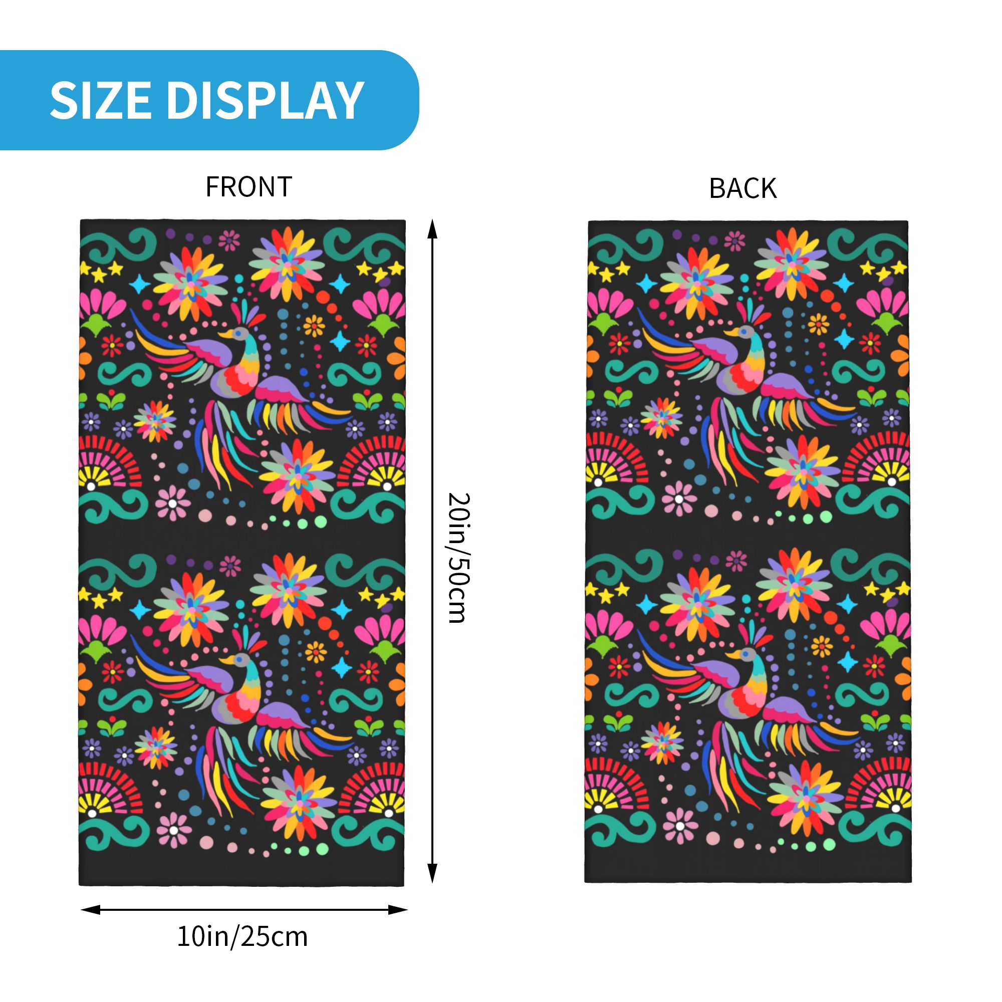 Custom Mexican Floral Flower T - Neck Gaiter Fleece avaliação e preço