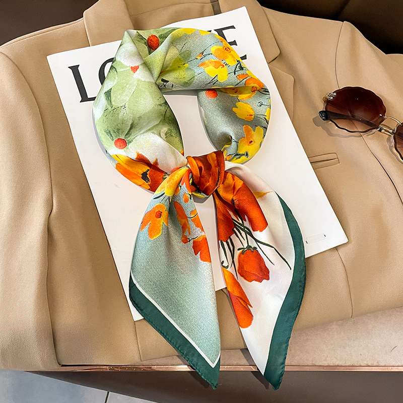 70x70cm Silk Scarf Square For  - Shawl Wrap Winter avaliação e preço