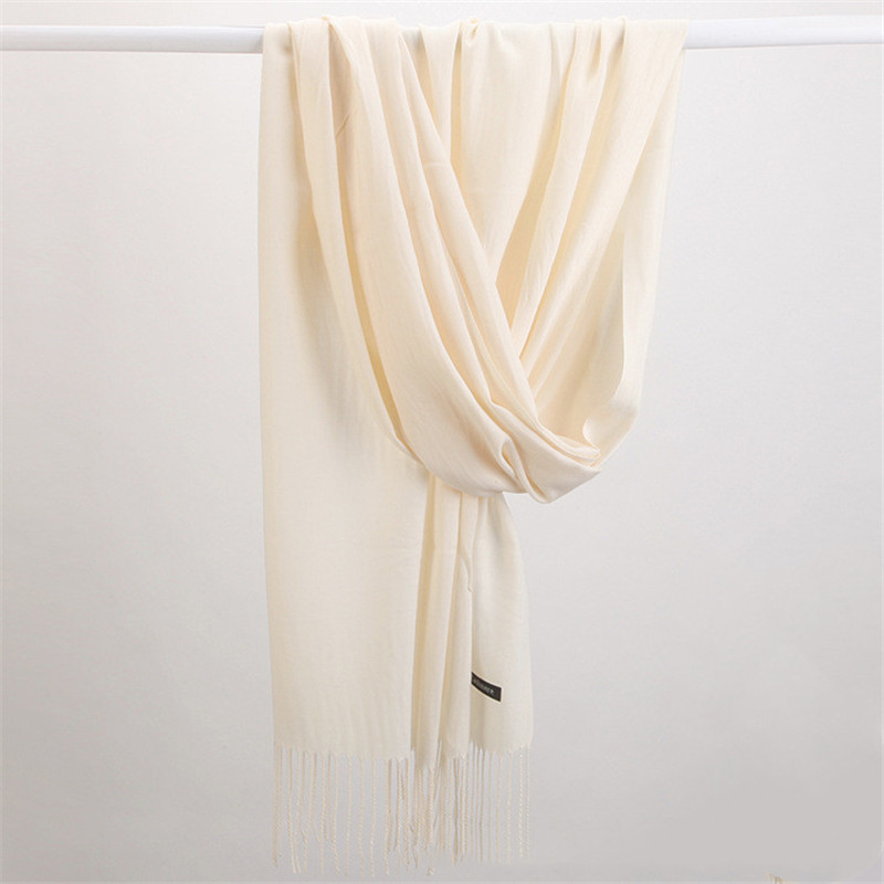 Women Solid Scarf Cashmere Fee - Cashmere Pashmina Wrap avaliação e preço