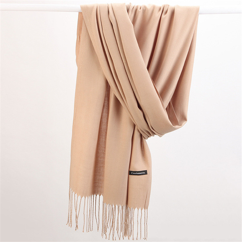 Women Solid Scarf Cashmere Fee - Cashmere Pashmina Wrap avaliação e preço