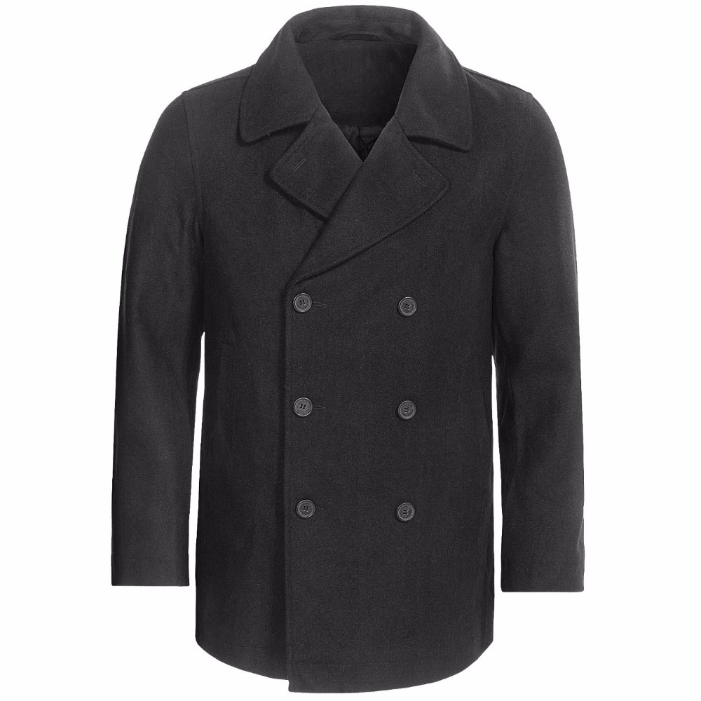 Custom Made Charcoal grey Pea  - Wool Coat Peacoat avaliação e preço