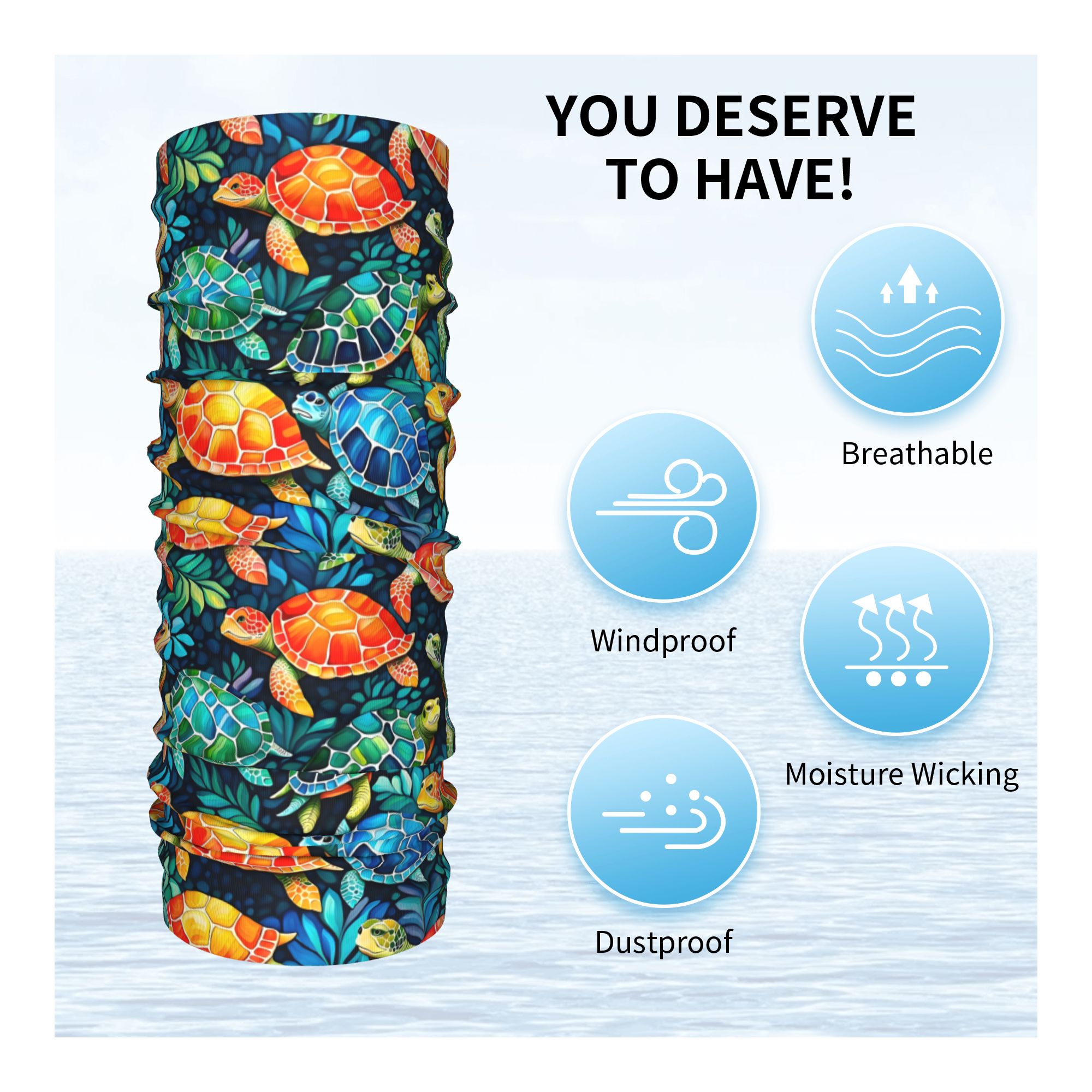 Custom Funny Colorful Sea Turt - Neck Gaiter Fleece avaliação e preço