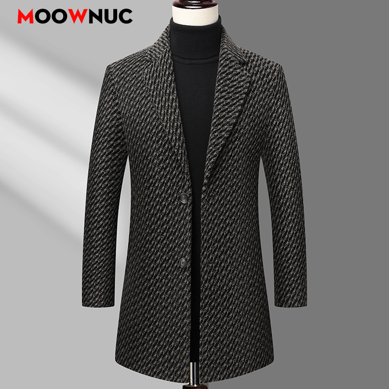 Long Coat Men Mens Wool Jacket - Wool Coat Peacoat avaliação e preço