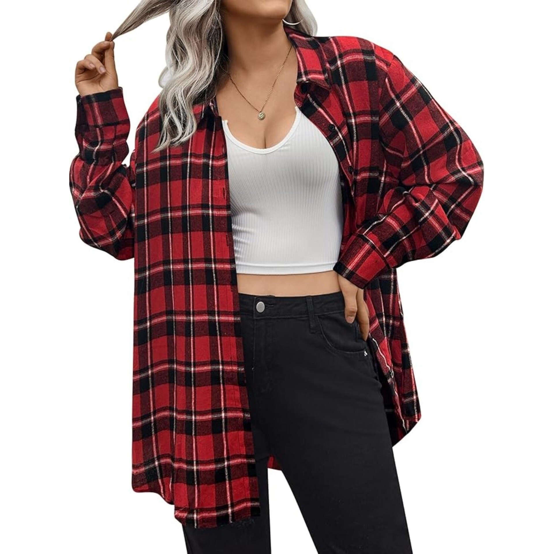 Warm Flannel Plaid Shirt Women - Flannel Shirt Lined avaliação e preço