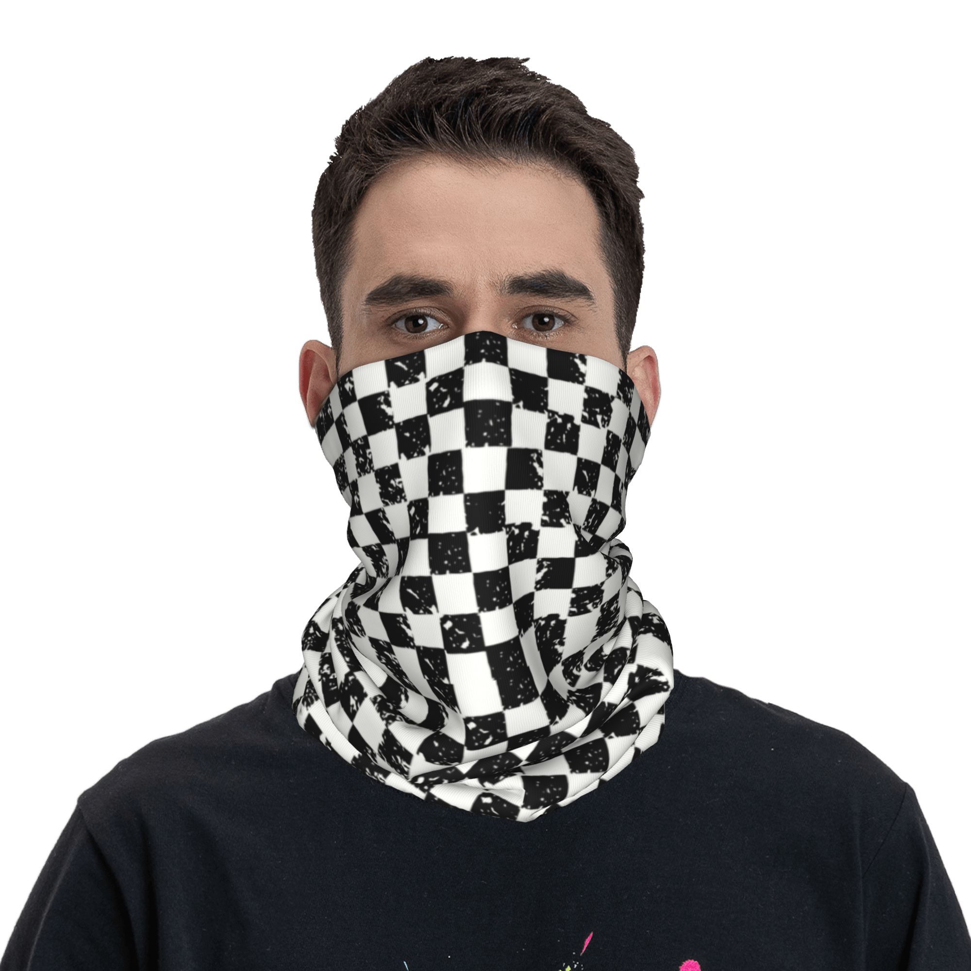 Custom Retro Checkered Flag Wi - Neck Gaiter Fleece avaliação e preço