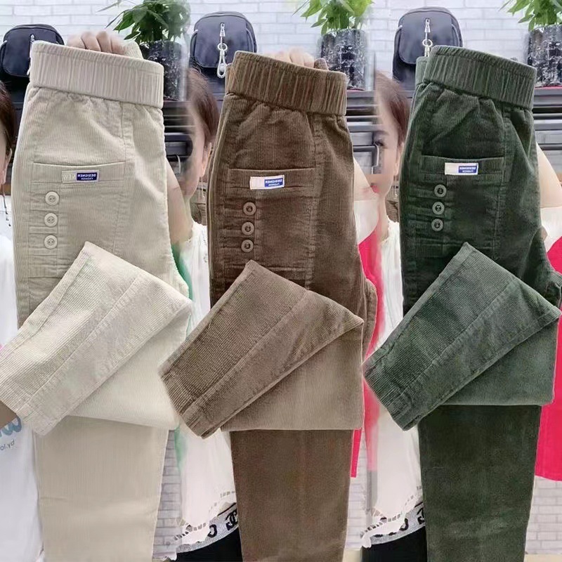 Women Warm Spring Winter Butto - Corduroy Pant Warm avaliação e preço