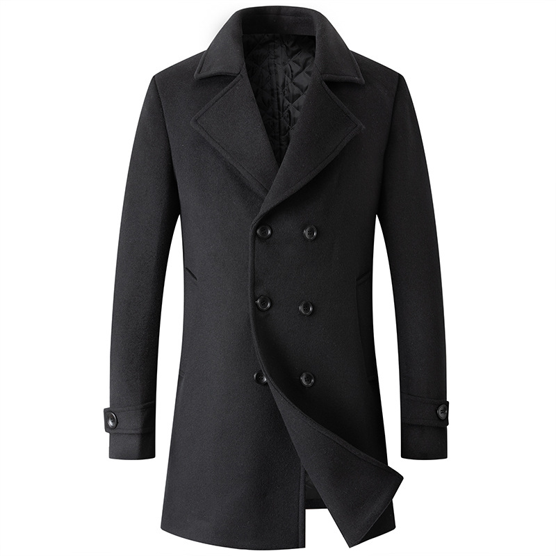 Double Breasted Coat Men Peaco - Wool Coat Peacoat avaliação e preço
